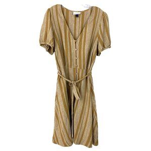 Universal Thread Womens M Dress Stripe Linen Blend Boho Pockets Cottagecore